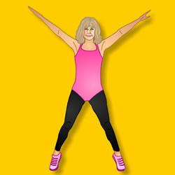 Cartoon picture of lady doing aerobics